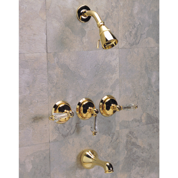 Crystal- 3 Handle Shower & Tub Faucet