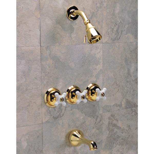 Cross Handle- 3 Handle Shower & Tub Faucet
