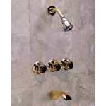 Hex Ring- 3 Handle Shower & Tub Faucet