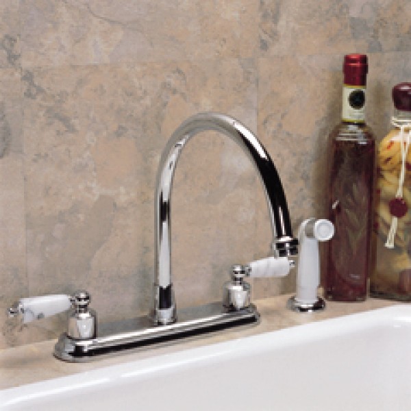 Gray Marble- 2 Handle Kitchen Faucet with Sprayer