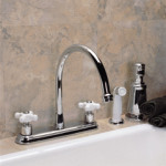 Cross Handle- 2 Handle Kitchen Faucet with Sprayer
